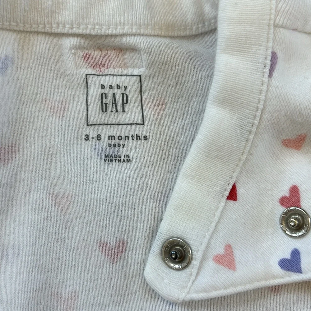 Baby GAP Long-Sleeve Cotton Bodysuit with Red, Pink and Purple Hearts